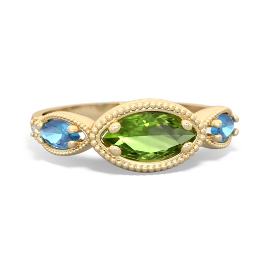 peridot-blue topaz milgrain marquise ring