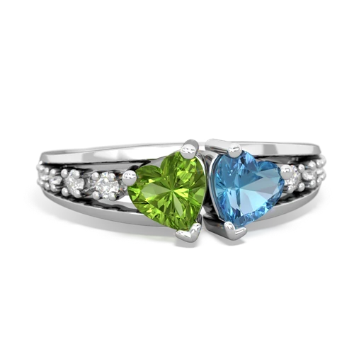 peridot-blue topaz modern ring