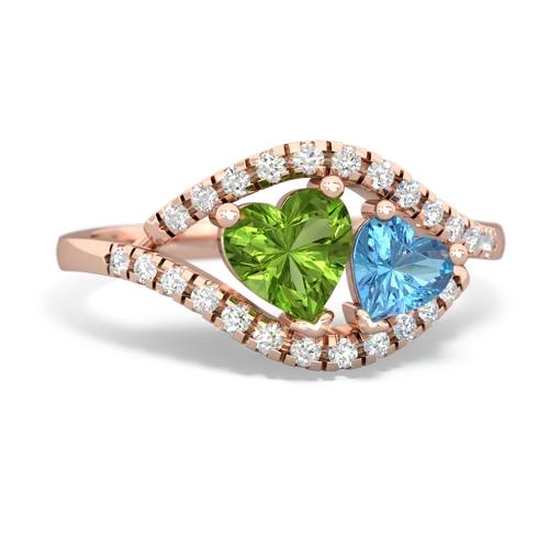 peridot-blue topaz mother child ring