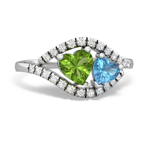 peridot-blue topaz mother child ring