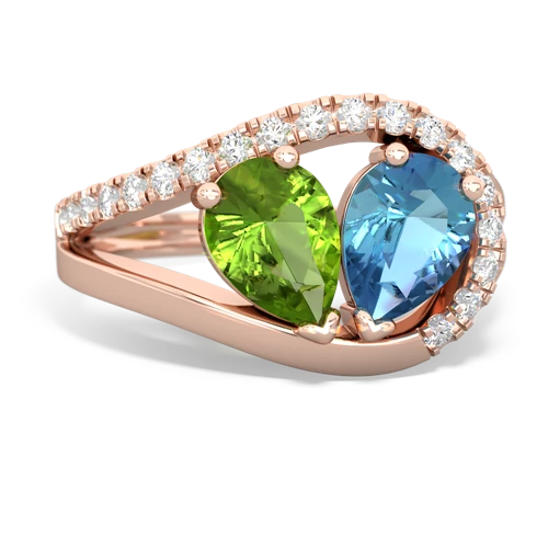 peridot-blue topaz pave heart ring