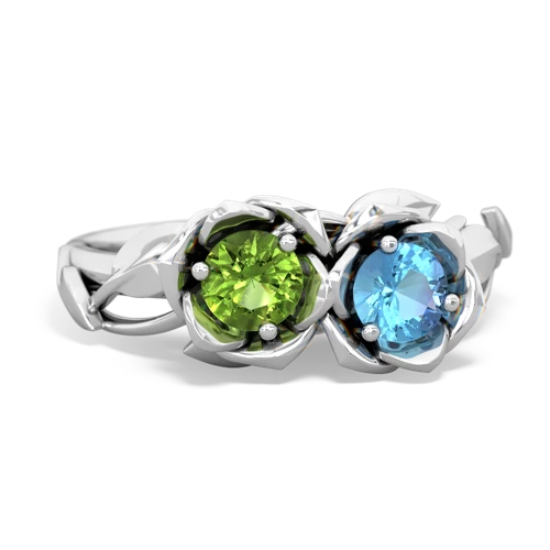 peridot-blue topaz roses ring