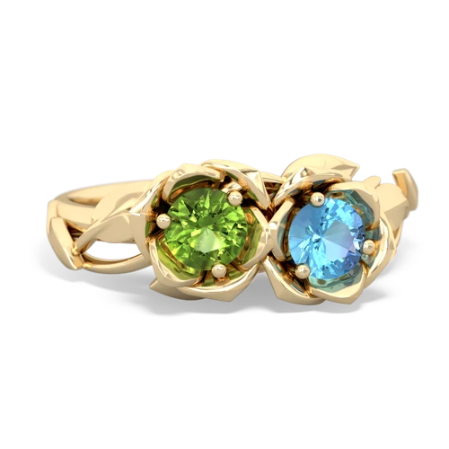 peridot-blue topaz roses ring