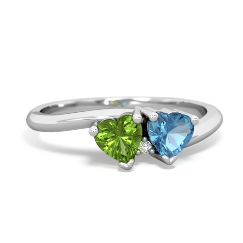 peridot-blue topaz sweethearts promise ring