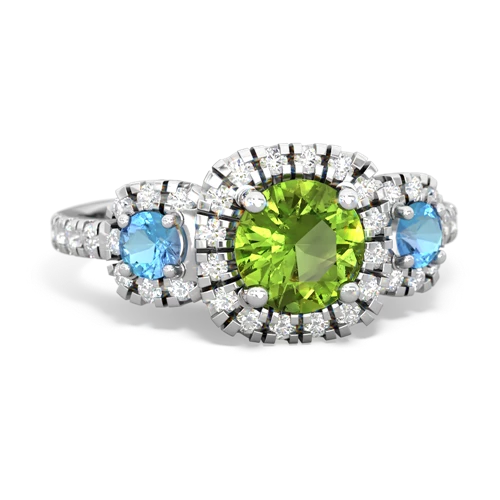 peridot-blue topaz three stone regal ring