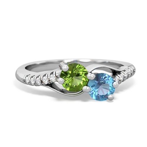 peridot-blue topaz two stone infinity ring