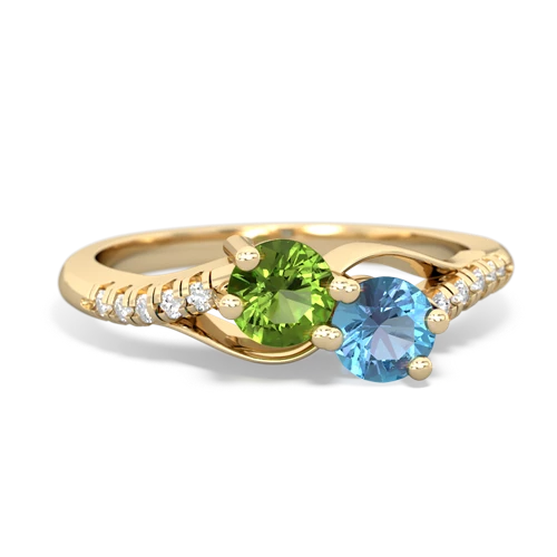 peridot-blue topaz two stone infinity ring