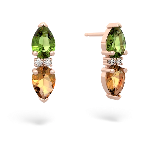 peridot-citrine bowtie earrings