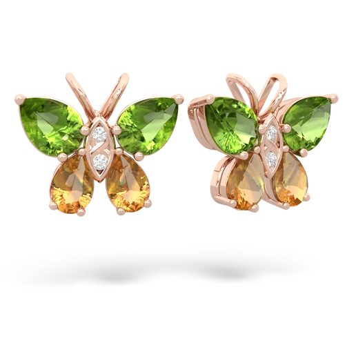peridot-citrine butterfly earrings