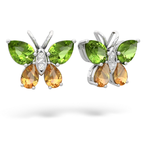 peridot-citrine butterfly earrings