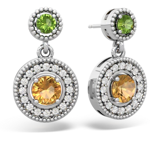 peridot-citrine halo earrings