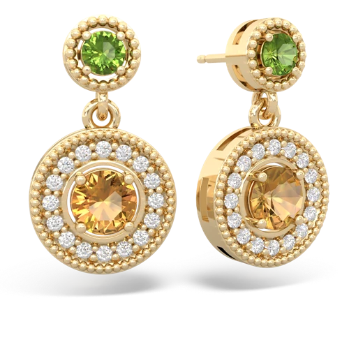 peridot-citrine halo earrings