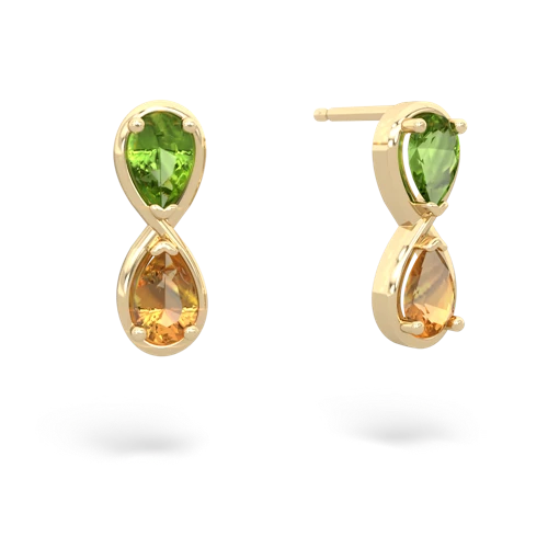 peridot-citrine infinity earrings