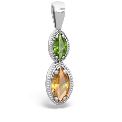 peridot-citrine antique milgrain pendant