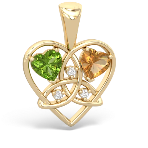 peridot-citrine celtic heart pendant