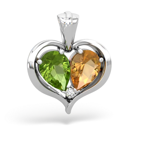 peridot-citrine half heart whole pendant