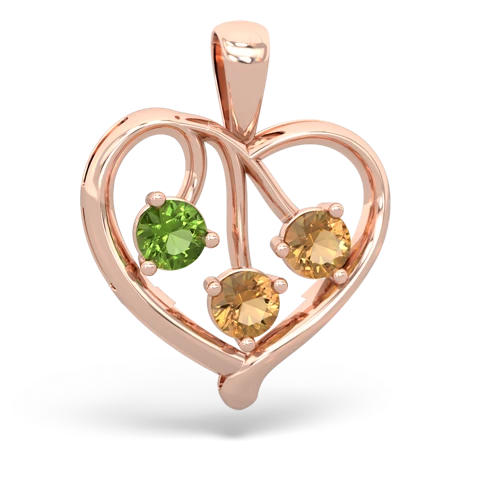 peridot-citrine love heart pendant