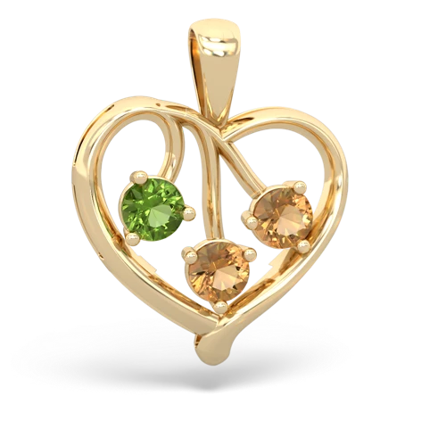 peridot-citrine love heart pendant