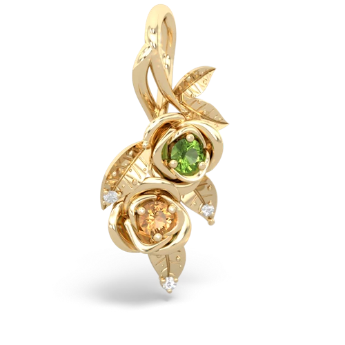 Peridot Genuine Peridot with Genuine Citrine Rose Vine pendant Pendant