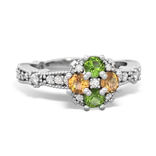 peridot-citrine art deco engagement ring