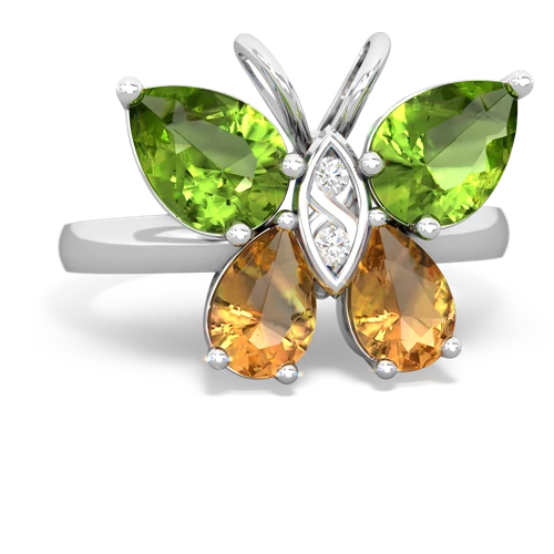 peridot-citrine butterfly ring