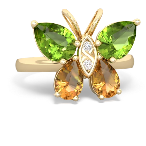 peridot-citrine butterfly ring