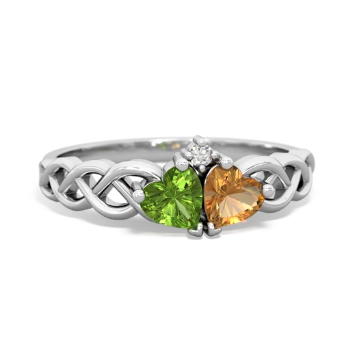 peridot-citrine celtic braid ring