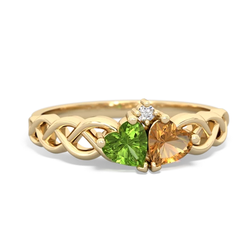 peridot-citrine celtic braid ring