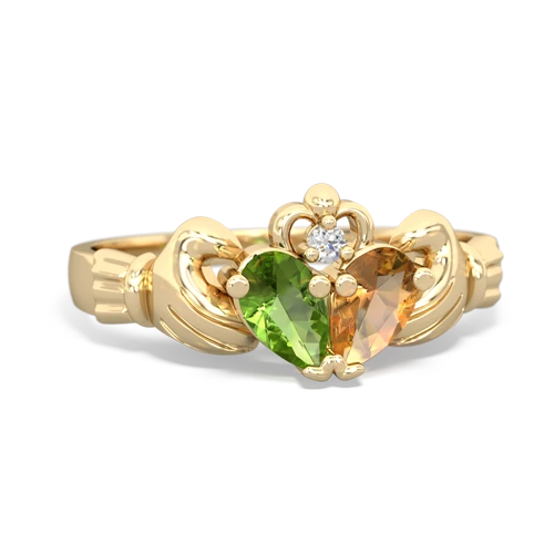 peridot-citrine claddagh ring