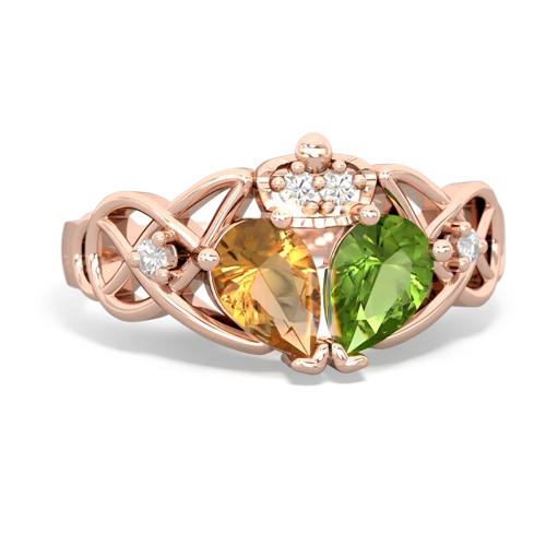 peridot-citrine claddagh ring