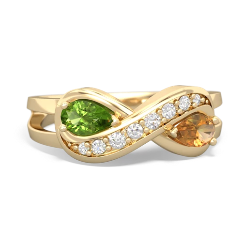 Peridot Genuine Peridot with Genuine Citrine Diamond Infinity ring Ring