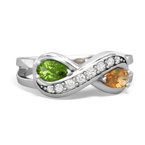 peridot-citrine diamond infinity ring