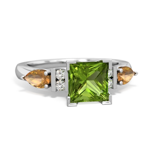 Peridot Genuine Peridot with Genuine Citrine and  Engagement ring Ring