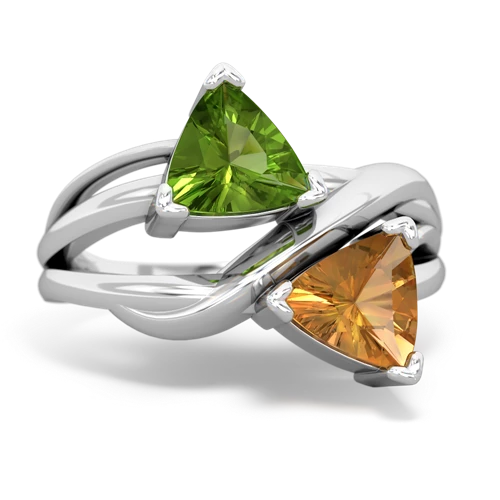 Peridot Genuine Peridot with Genuine Citrine Split Band Swirl ring Ring