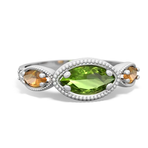 peridot-citrine milgrain marquise ring