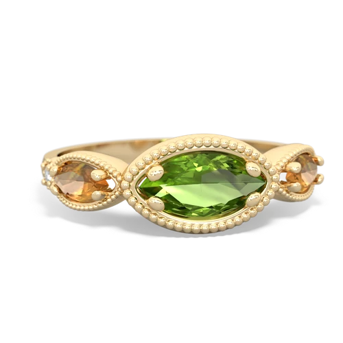 peridot-citrine milgrain marquise ring