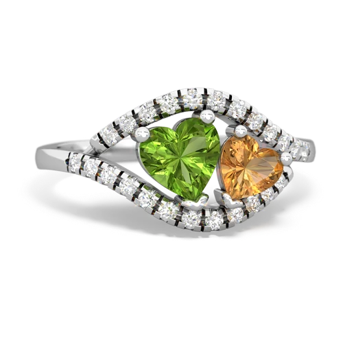 Peridot Genuine Peridot with Genuine Citrine Mother and Child ring Ring