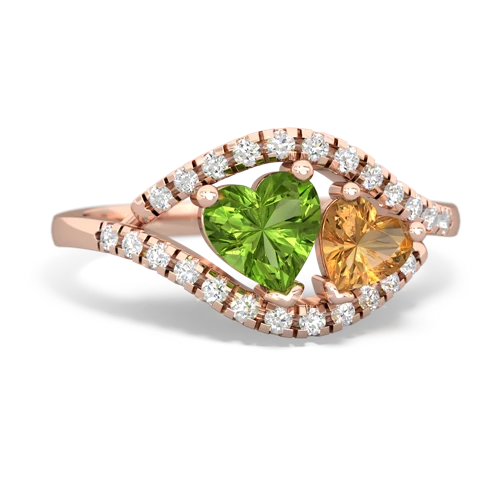 peridot-citrine mother child ring