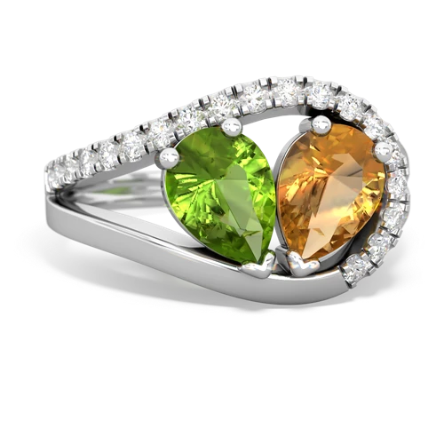 peridot-citrine pave heart ring