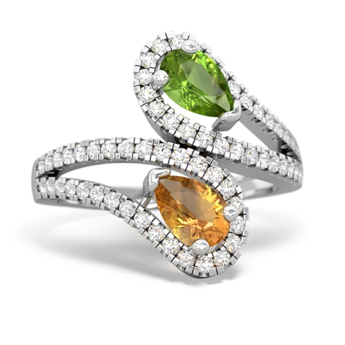 peridot-citrine pave swirls ring