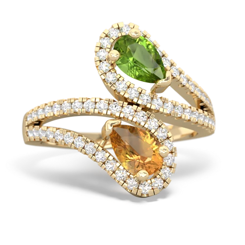 peridot-citrine pave swirls ring