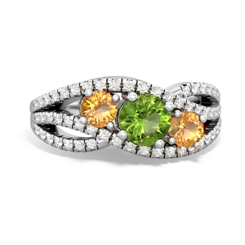 peridot-citrine three stone pave ring