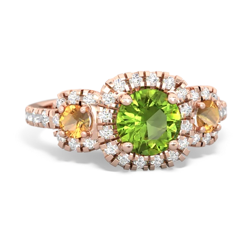 Peridot Genuine Peridot with Genuine Citrine and  Regal Halo ring Ring