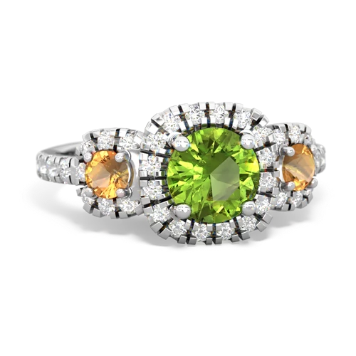 peridot-citrine three stone regal ring