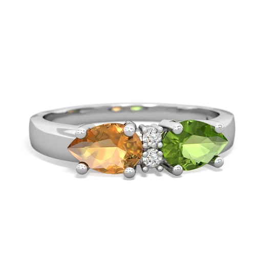 Peridot Genuine Peridot with Genuine Citrine Pear Bowtie ring Ring