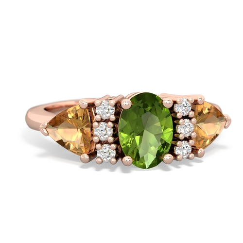 Peridot Genuine Peridot with Genuine Citrine and  Antique Style Three Stone ring Ring