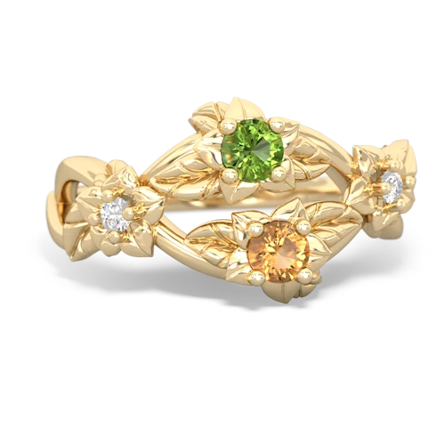 Peridot Genuine Peridot with Genuine Citrine Sparkling Bouquet ring Ring
