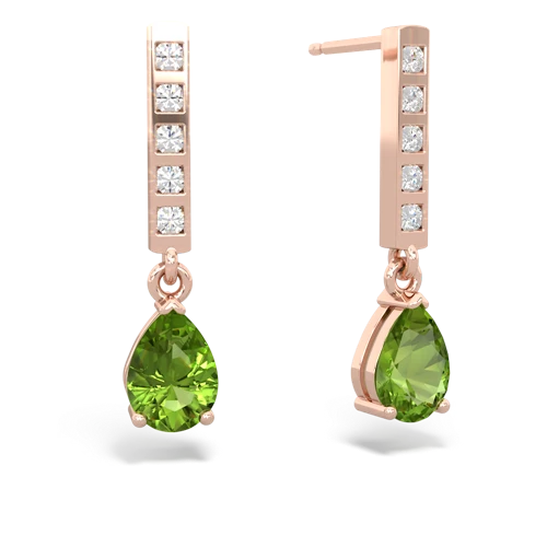 peridot diamond drop earrings