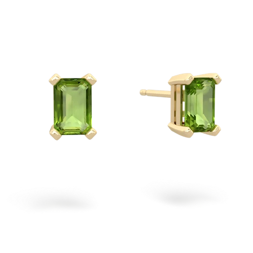 peridot emerald cut stud earrings