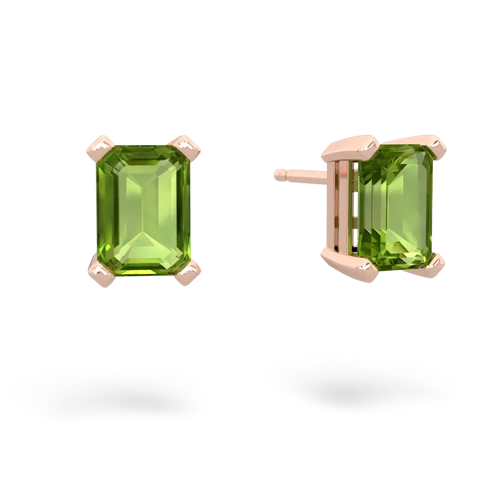 peridot emerald cut stud earrings